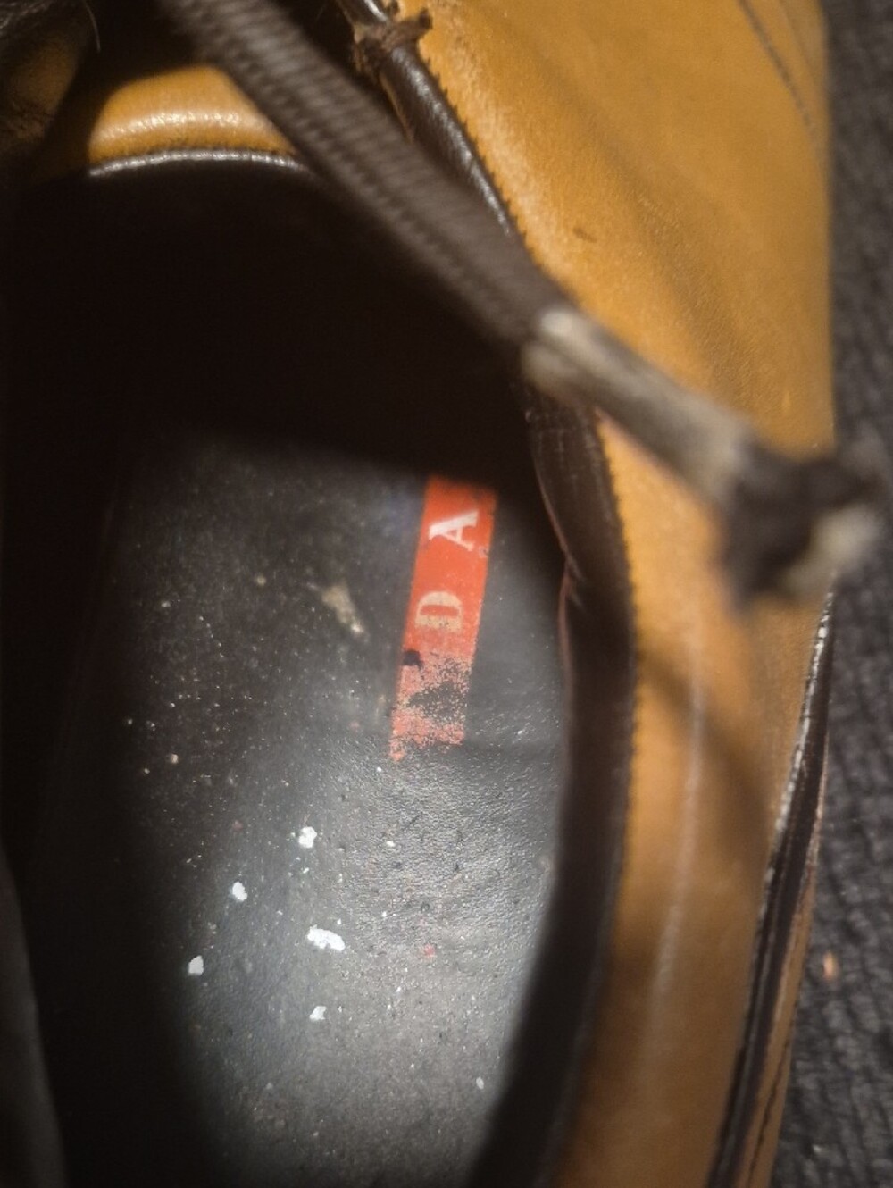 Prada Tan Leather Derby Shoes with Dark Brown Accents - Picture 7 of 12